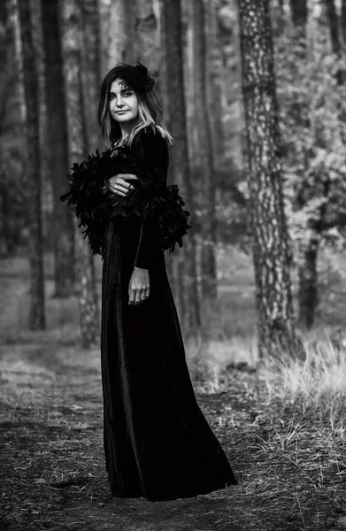 Cadı kostümü, sihirli konsept, parti veya karnaval için illüstrasyon, mistik moda tarzı