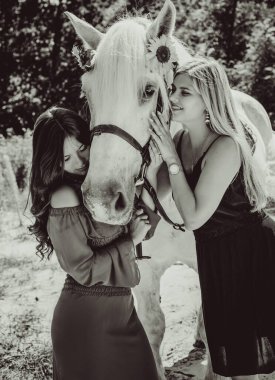 Atına sarılan genç ve güzel bir kadın insanlar ve hayvanlar arasındaki aşk kavramını kavrıyor. Kırsaldaki en iyi arkadaş atıyla güzel bir bayan yaşam tarzı. Evcil hayvan yaşamı için insan ve hayvan portresi