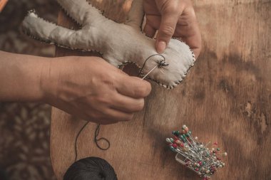 Voodoo Büyüsü. Oyuncak bebekli cadılık. Sihir kavramı.