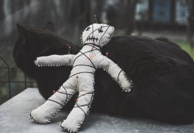 Voodoo Büyüsü. Oyuncak bebekli cadılık. Sihir kavramı.