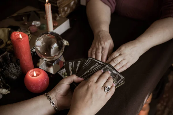 Ilustração Material Mágico Cartas Tarô Velas Estilo Vida Prevendo — Fotografia de Stock