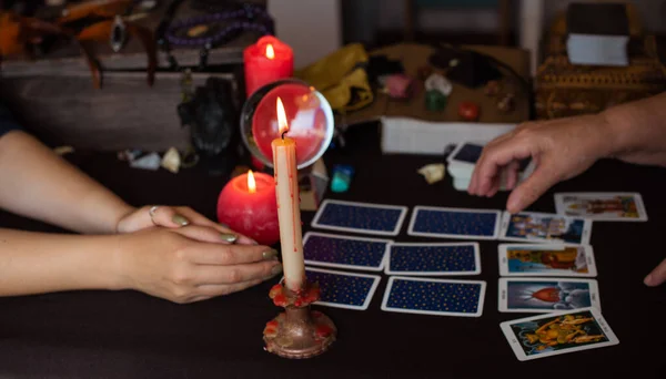 Magical Stuff Illustration Tarot Cards Candles Lifestyle Predicting — Stock Photo, Image