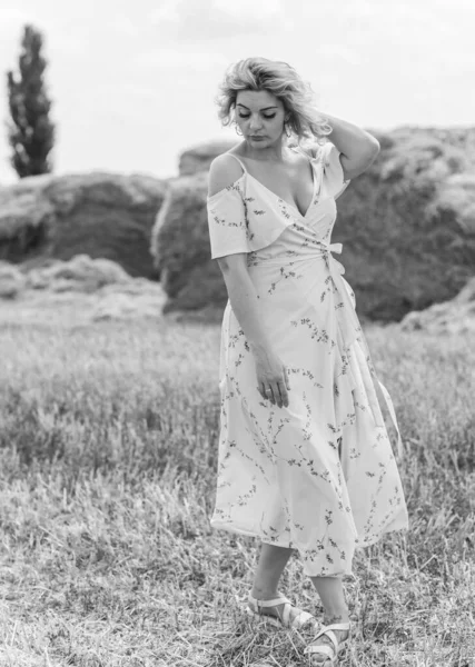 Country Vintage Mix Style Taille Femme Coton Doux Robe Légère — Photo