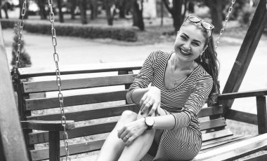 Hispanic pretty young woman rest at summer time. Latina Woman relax at nature and enjoy the life