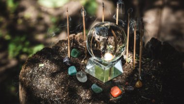 Pagan Doğa Gücü, falcı objeler. Kehanet, cadı ve ezoterika kavramı. 