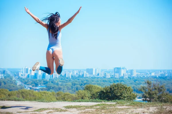 Übungen Stadtpark Lady Beim Training Freien Konzept Eines Gesunden Lebensstils — Stockfoto