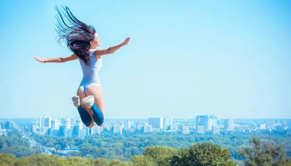 Exercises City Park Lady Exercising Outdoors Concept Healthy Lifestyle Portrait — Stock Photo, Image