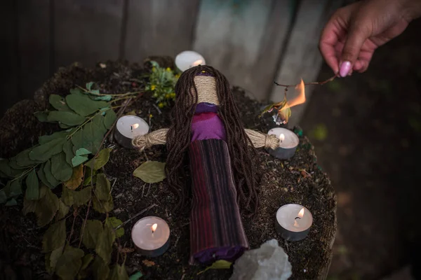 Muñeca Mágica Hecha Mano Brujería Con Una Muñeca Concepto Magia — Foto de Stock