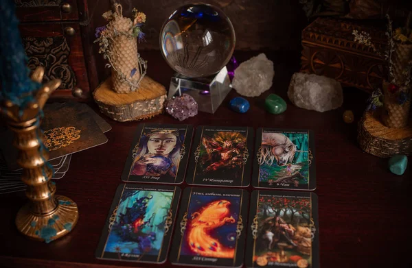 Amor Mágico Carta Del Tarot Sobre Mesa Concepto Esotérico Adivinación — Foto de Stock