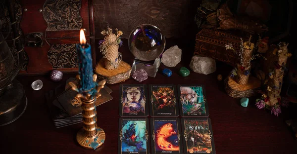 Amor Mágico Carta Del Tarot Sobre Mesa Concepto Esotérico Adivinación — Foto de Stock