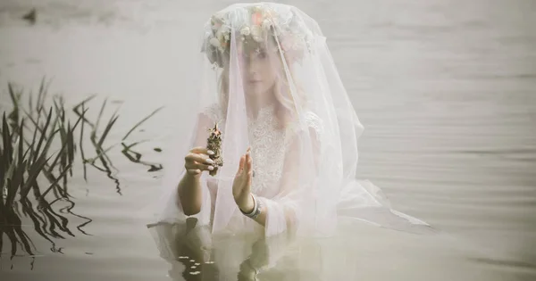 Bride Making Magic Candles Magical Attributes Herbs Flowers Slavic Wicca — Foto Stock