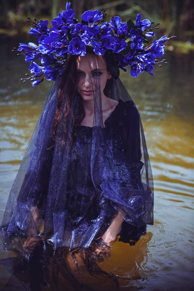 Black Bride Water Slavic Rituals Pagan Magic Scene Old Magic — Photo