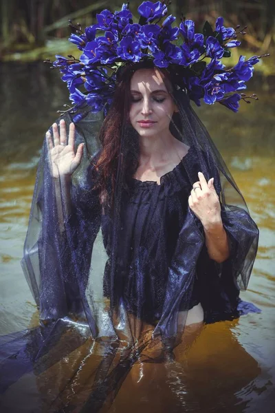 Black Bride Water Slavic Rituals Pagan Magic Scene Old Magic — Foto Stock