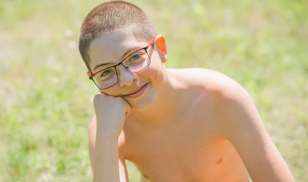 Teenage Boy Portrét Přírody Dětský Životní Styl Užijte Život — Stock fotografie