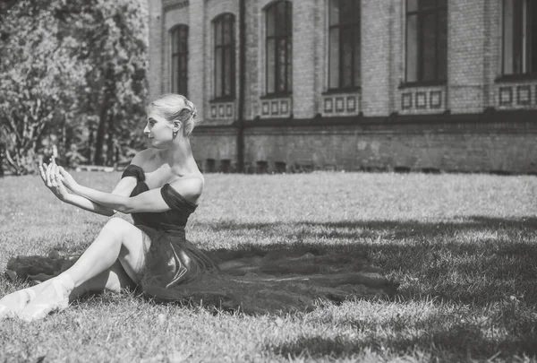 Jovem Bailarina Look Vintage Ballet Dancer Girl Imagem Uma Mulher — Fotografia de Stock