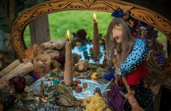 Ritual Sihir Dengan Lilin Konsep Paganisme Dan Wicca Sihir Slavia — Stok Foto