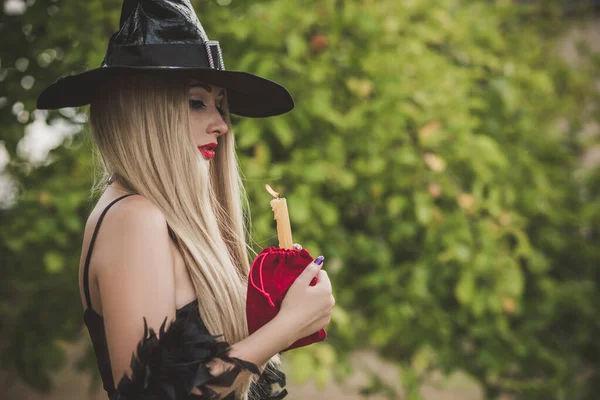 Halloween Čas Velikost Pěkné Čarodějnice Oslavovat Kostým Nápady Párty Dámské — Stock fotografie