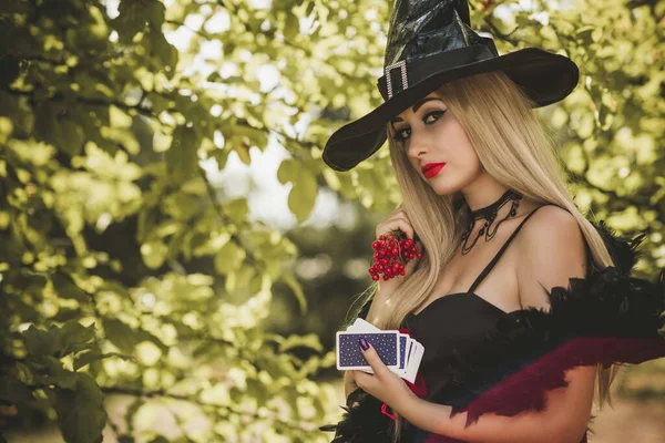 Hora Halloween Además Tamaño Agradable Bruja Celebrar Disfraz Ideas Para — Foto de Stock