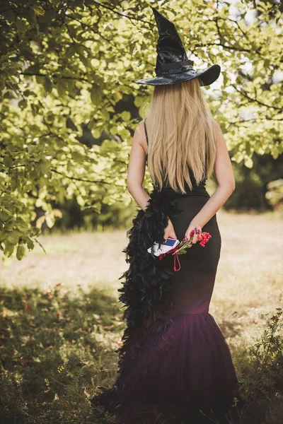 Halloween Čas Velikost Pěkné Čarodějnice Oslavovat Kostým Nápady Párty Dámské — Stock fotografie