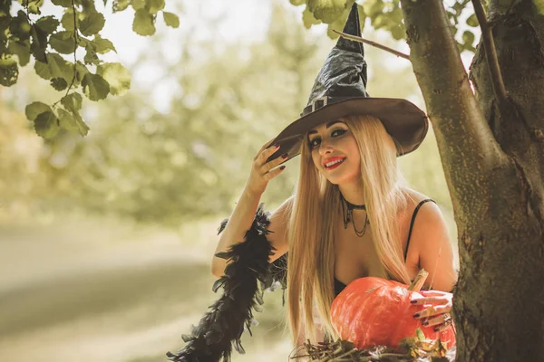 Hora Halloween Además Tamaño Agradable Bruja Celebrar Disfraz Ideas Para —  Fotos de Stock