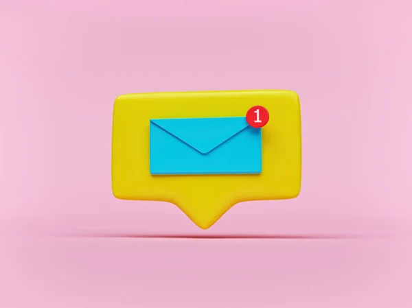 Novo Ícone Notificação Mail Design Mínimo Renderização — Fotografia de Stock