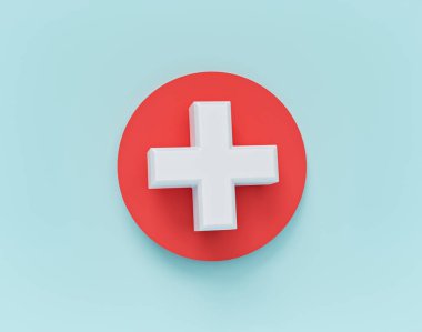 Asgari tıbbi haç simgesi. 3d oluşturma