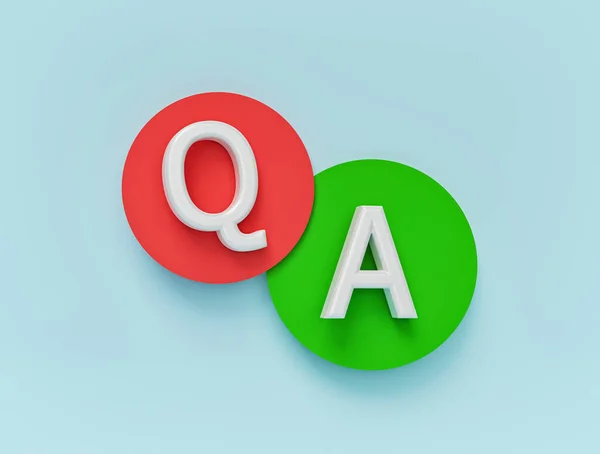 QとA 質問回答アイコン 最小限のデザイン 3Dレンダリング — ストック写真