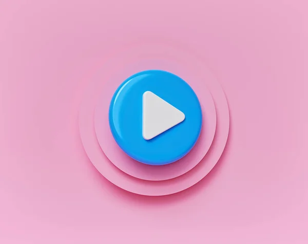 Abstrakt Minimal Rund Play Knapp Pastell Rosa Bakgrund Begreppet Video — Stockfoto