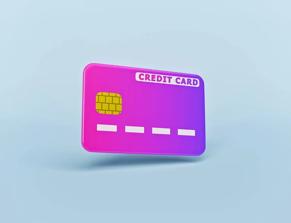 cartoon style Credit card icon isolated on pastel blue background. minimal design. payment and banking concept. 3d rendering