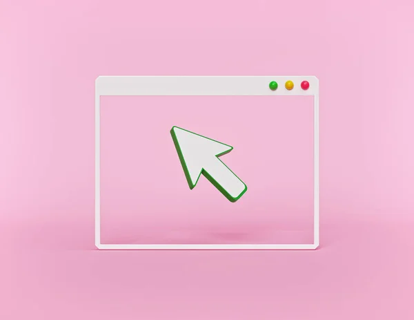 computer window with cursor. minimal design for website. 3d rendering