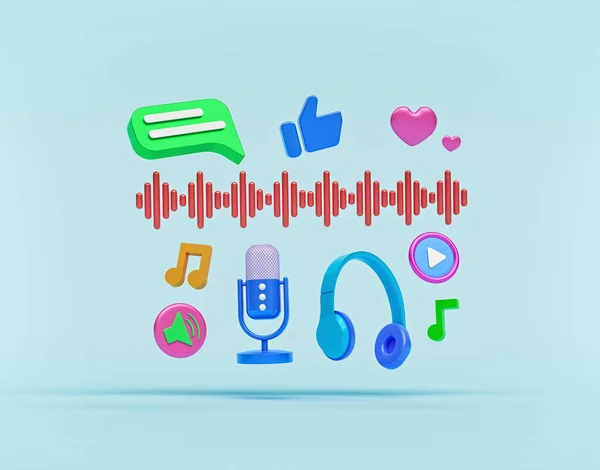 Modern Music Radio Show Audio Blog Podcast Concept Minimal Objects — Stock Photo, Image