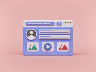 Modern web sayfası arayüzü minimal tasarım. 3d oluşturma