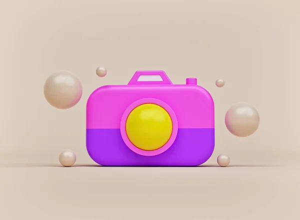 Minimale Leuke Camera Geïsoleerd Met Abstracte Vormen Fotografieconcept Destructie — Stockfoto