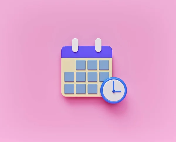 Calendário Esquema Ícone Símbolo Isolado Design Estilo Mínimo Renderização — Fotografia de Stock