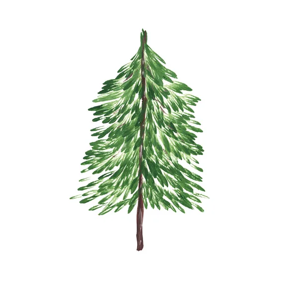 Albero Natale Verde Illustrazione Acquerello Albero Sfondo Bianco Capodanno Ecologia — Foto Stock