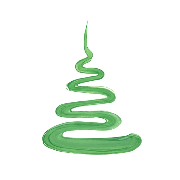 Arbre de Noël vert abstrait. Icône. Symbole vacances. Image pour les dessins de cartes postales. Illustration aquarelle sur fond blanc. — Photo