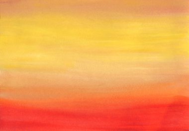 Soyut suluboya arka plan. Gradyan turuncu-sarı-yumuşak pembe el boyası. Pürüzsüz renk değişimi.