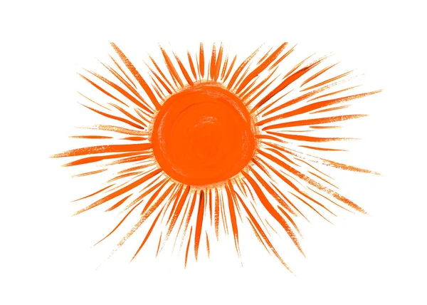 Ήλιος Πορτοκαλί Ακτίνες Επίπεδη Εικόνα Που Closeup Σιλουέτα Απομονώνονται Λευκό — Φωτογραφία Αρχείου
