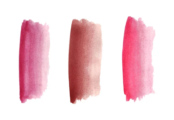Set Von Farbenfrohen Aquarell Pinselstrichen Pinkfarbene Streifen Von Einem Pinsel — Stockfoto
