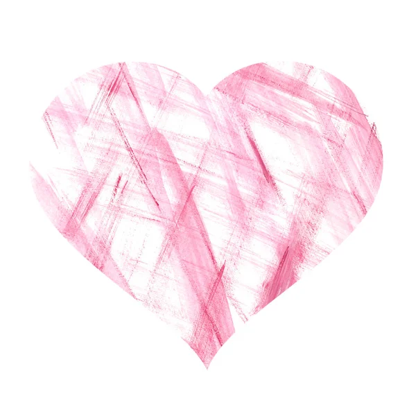Corazón Lleno Trazos Acuarela Diagonales Color Rosa Comprobar Aislar Sobre —  Fotos de Stock