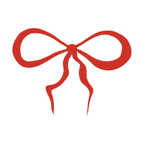 棕色-红色弓。水彩画，白色背景的缎带做的礼物弓。假期，礼物的象征。艾康设计、印制卡片、邀请函. — 图库照片