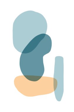 Minimalizm tarzında soyut kompozisyon. Beyaz arka planda rastgele çizilmiş mavi ve tozlu pembe noktalar. Raster illüstrasyonları modern tarzda..