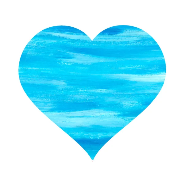 Синее Сердце Абстрактными Бирюзовыми Белыми Штрихами Изолированный Элемент Белом Фоне — стоковое фото