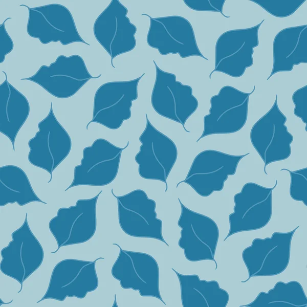 Abstract blue leaves on a light blue background. Seamless pattern. Hand drawn print. For printing on fabric.