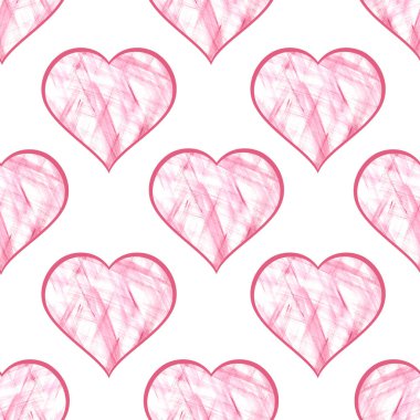 Beyaz arka planda pembe kalpler. Suluboya çizimi. Sevgililer Günü. Sevgi. Kartların tasarımı, düğün davetiyeleri, hediye paketleri..