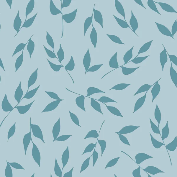Blue Leaves Branches Light Blue Background Απλό Μοτίβο Χωρίς Ραφή — Φωτογραφία Αρχείου