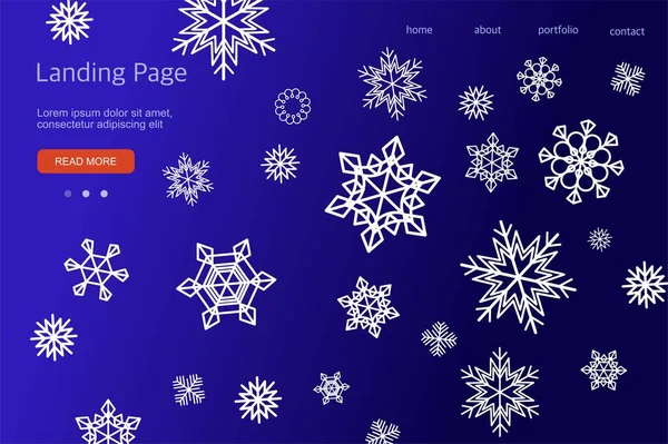 Фон со снежинками. Шаблон для целевой страницы. — стоковый вектор