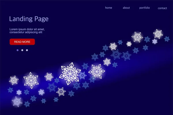 Шаблон целевой страницы. Рождество и Новый год. Фон со снежинками — стоковый вектор
