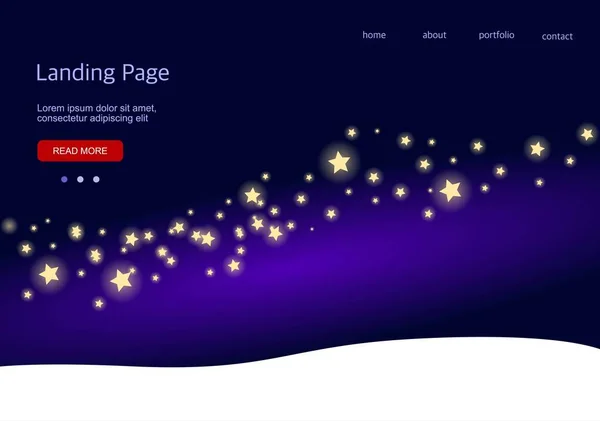Template for a landing page. Christmas and New Year. Background with stars — Stock Vector