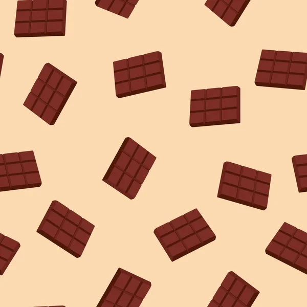 Patrón sin costuras con una barra de chocolate. Estilo de dibujos animados. Dulces geométricos deliciosos. — Archivo Imágenes Vectoriales